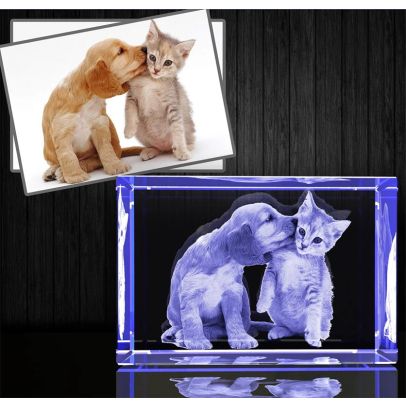 Small 3D Crystal Portraits Rectangle Tower (3" x 2" x 2")