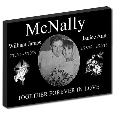 Companion Headstones Black Granite Memorial Stone for Father and Mother Engraved Photo