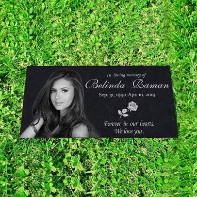 Personalized Memorial Stone Plaque with Your Photo for Human -  Durable & Water Proof - Garden Grave Marker