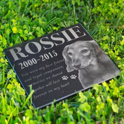 Engraved Photographic Granite Pet Memorial Stones with Photo for outdoor garden cremation headstone