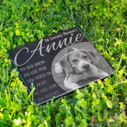 Personalized Memorial Pet Stone Granite - Engraved Headstone with YOUR Pets Photo #1