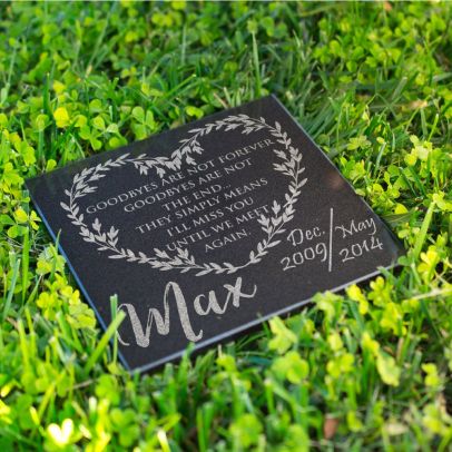 Personalized Memorial Pet Stone Granite - Goodbyes Are Not The End Engraved Headstone #7