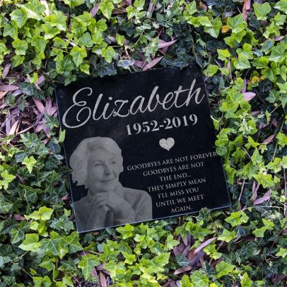 Loving Memory of Custom Name Photo Memorial Personalized Grave Stone Marker | Granite Tombstone for Mom and Dad