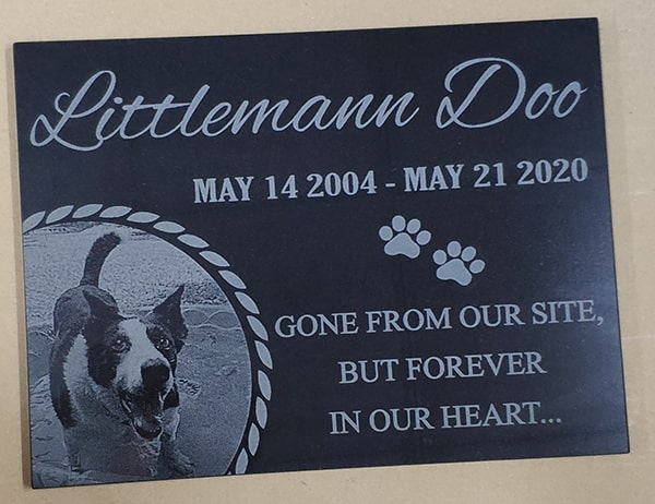 ODM-15 pet memorial plaque