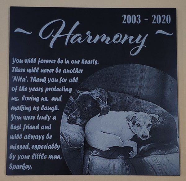 PPMSP-01 dog memorial plaque black